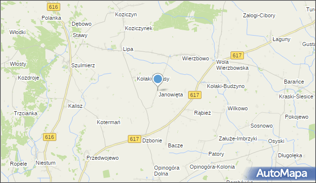 mapa Janowięta, Janowięta na mapie Targeo